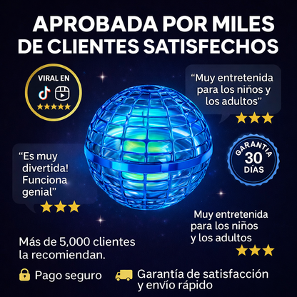 ⚡ Flynova – Diversión interactiva con luces LED que flota y gira-Azul🛸