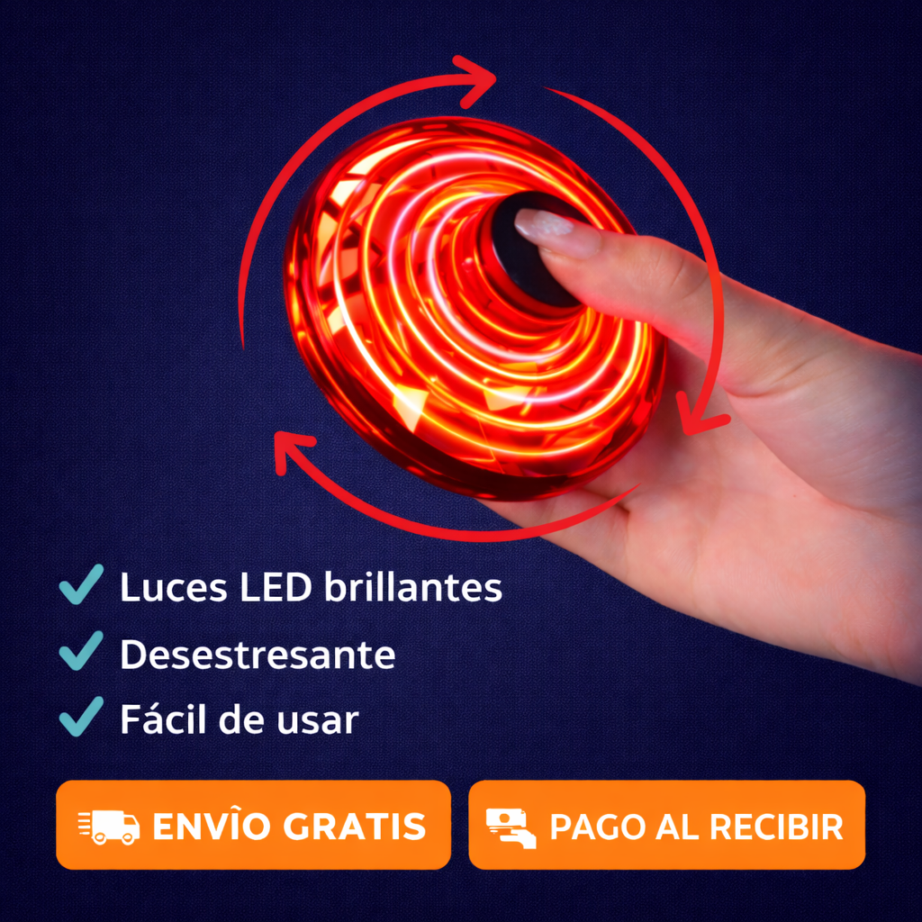 Mini OVNI con Luz Spinner con carga USB-Rojo 🛸