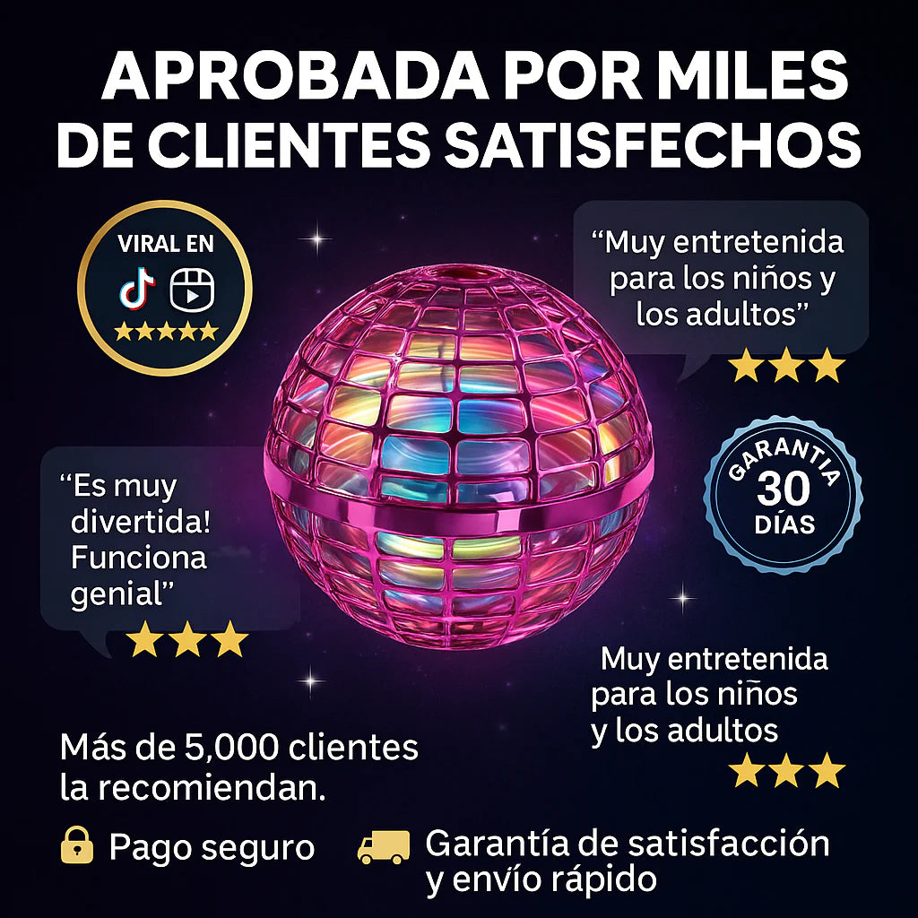 ⚡ Flynova – Diversión interactiva con luces LED que flota y gira-Rosa🛸