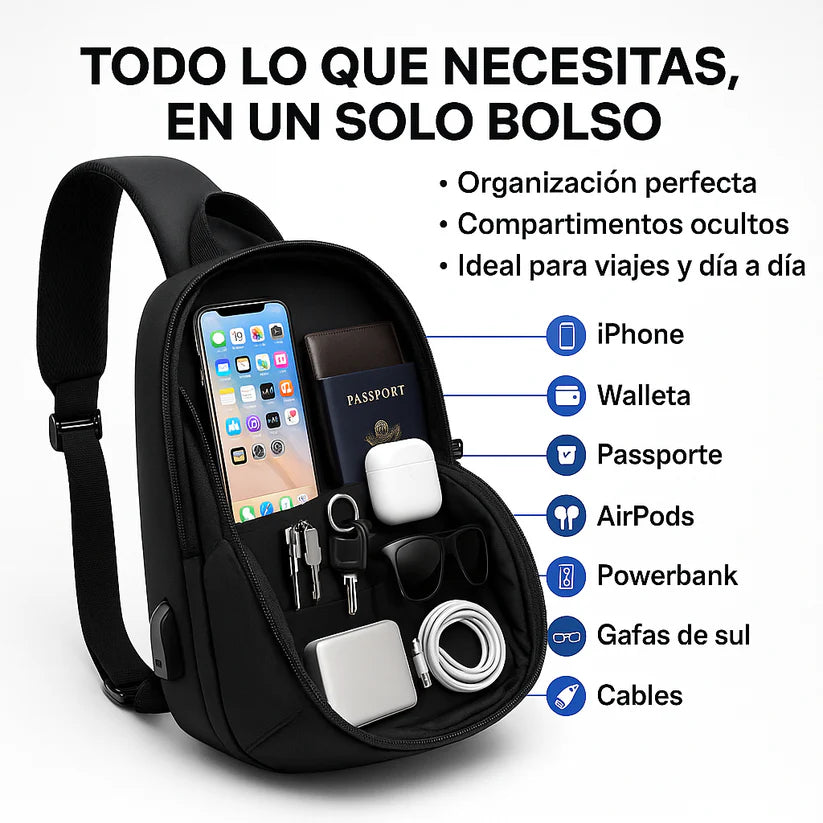 Bolso cruzado antirrobo negro